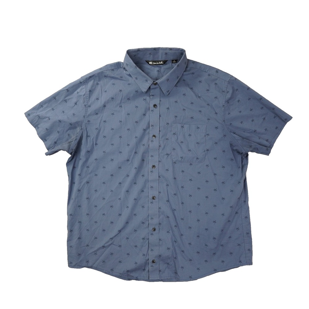 Travis Mathew Men's Shore of It Button Up Shirt Men's XL Blue Printed Tropical